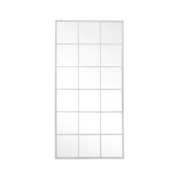 Rectangle Wall Mirror Window Style - White, Metal