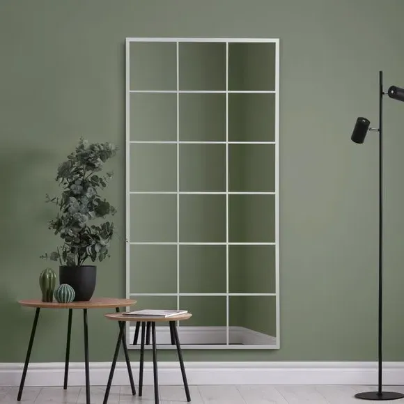 Rectangle Wall Mirror Window Style - White, Metal