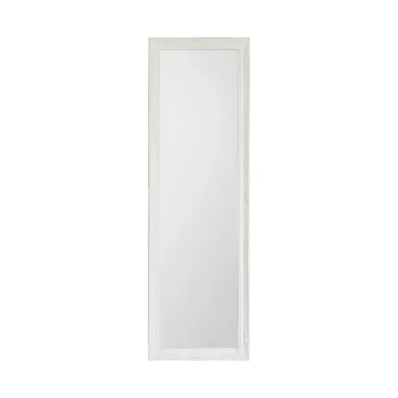 Rectangle Wall Mirror with Beaded Frame - White