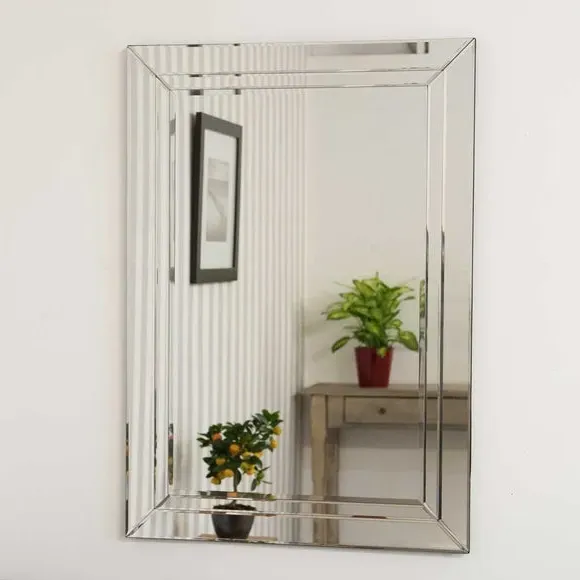 Rectangle Wall Mirror with Bevelled Edge - Glass