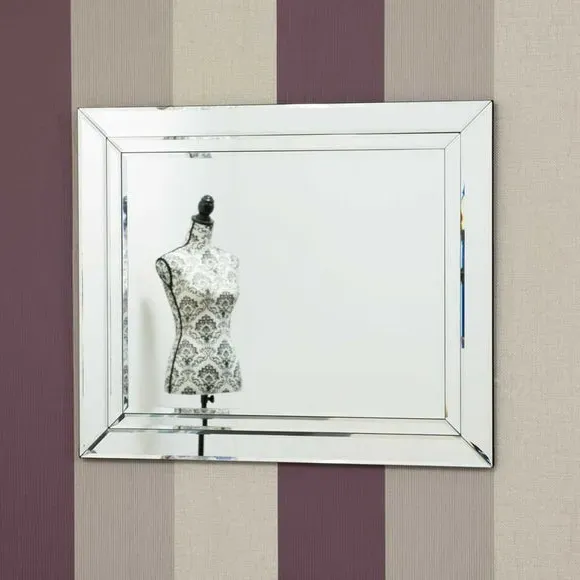 Rectangle Wall Mirror with Bevelled Edge - Glass