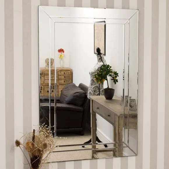 Rectangle Wall Mirror with Bevelled Edge - Glass