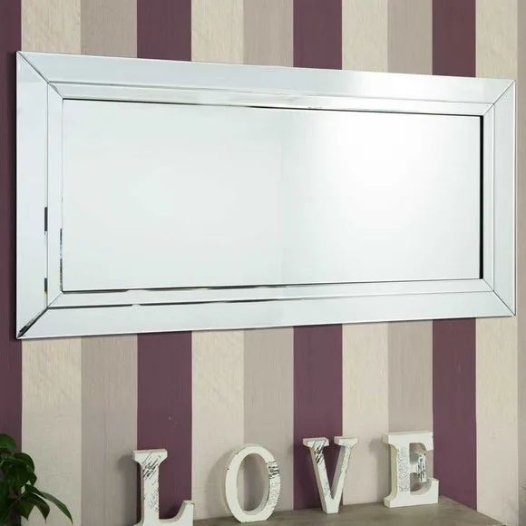 Rectangle Wall Mirror with Bevelled Edge - Glass