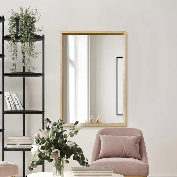 Rectangle Wall Mirror with Rounded Edges - Oak image