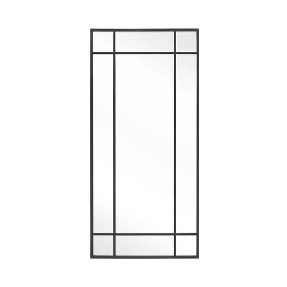 Rectangle Wall Mirror with Window Design - Black, Metal