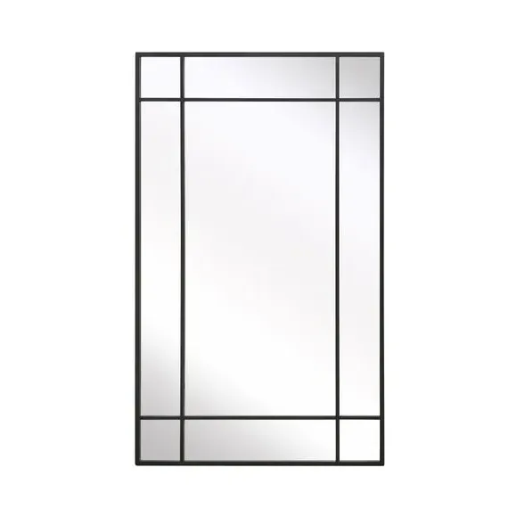 Rectangle Wall Mirror with Window Design - Black, Metal