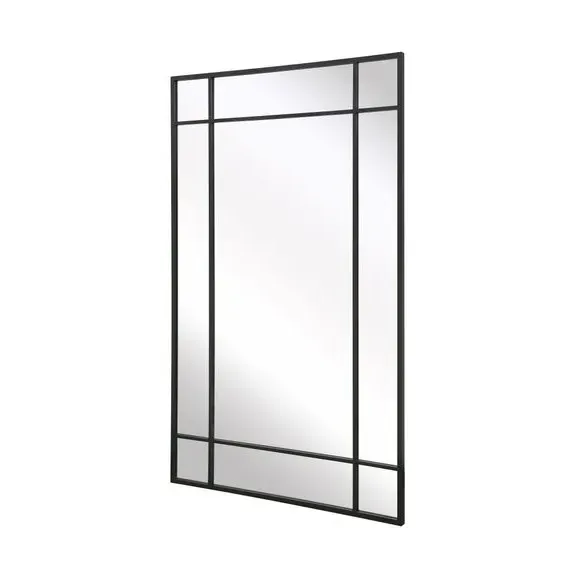 Rectangle Wall Mirror with Window Design - Black, Metal