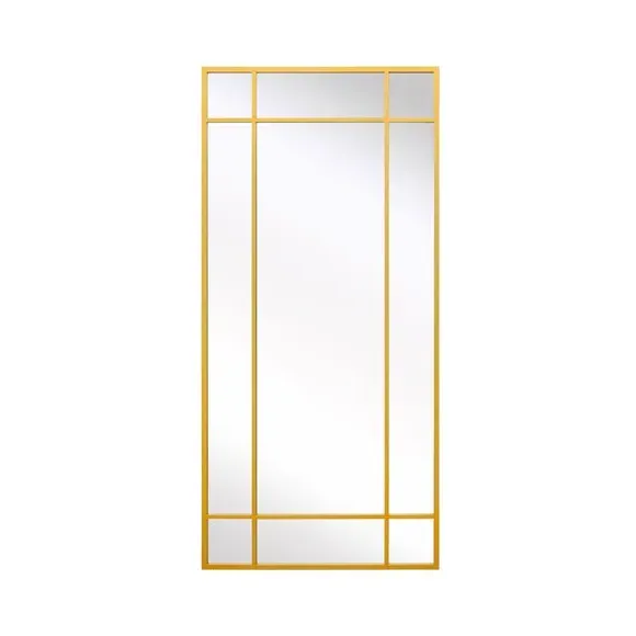 Rectangle Wall Mirror with Window Design - Gold, Metal
