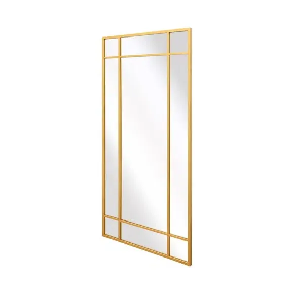 Rectangle Wall Mirror with Window Design - Gold, Metal