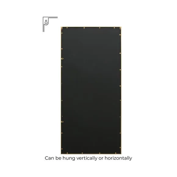 Rectangle Wall Mirror with Window Design - Gold, Metal