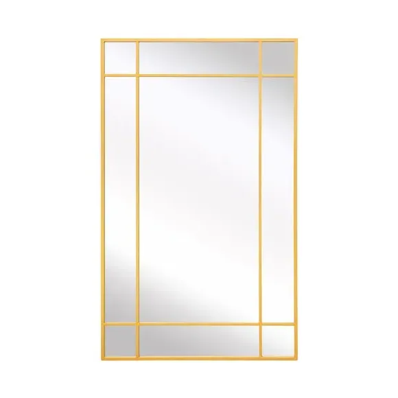 Rectangle Wall Mirror with Window Design - Gold, Metal