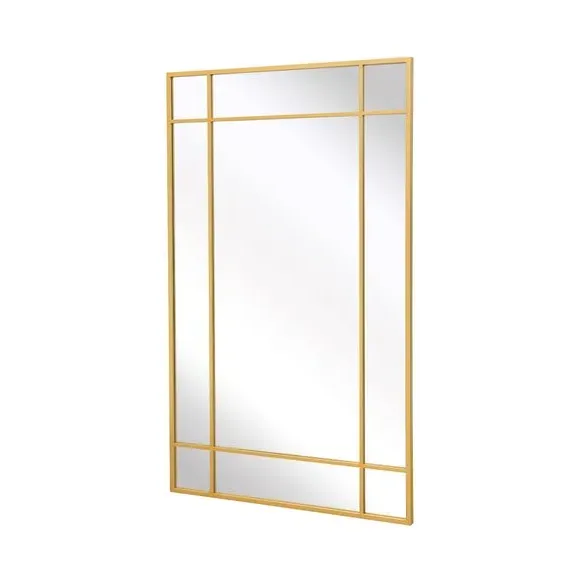 Rectangle Wall Mirror with Window Design - Gold, Metal