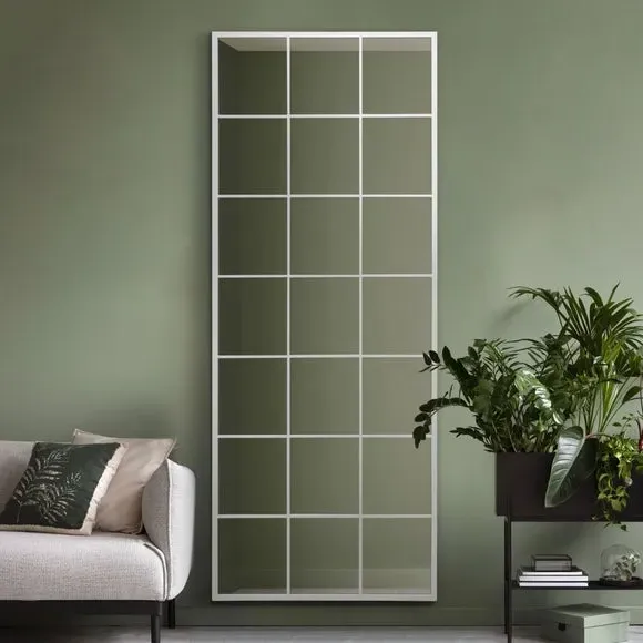 Rectangle Window Wall Mirror - White, Metal image