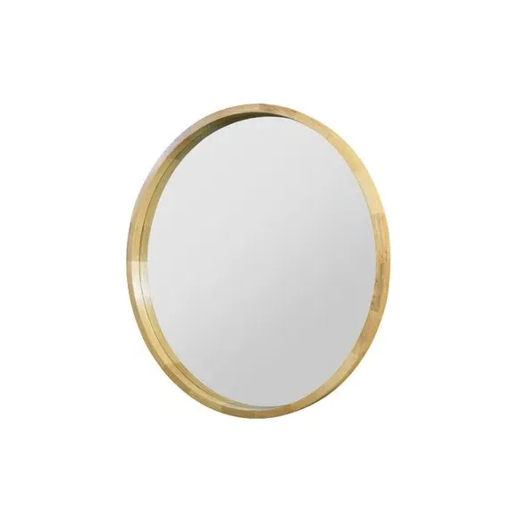 Round Wall Mirror - Brown, Oak