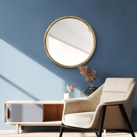 Round Wall Mirror - Brown, Oak image
