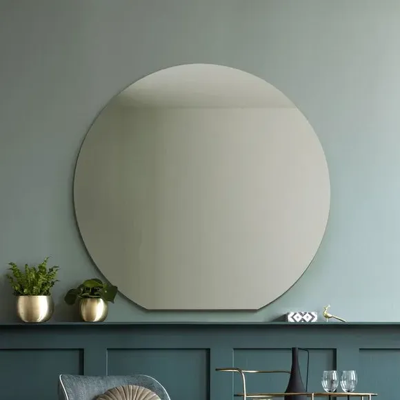 Round Wall Mirror Frameless - Black