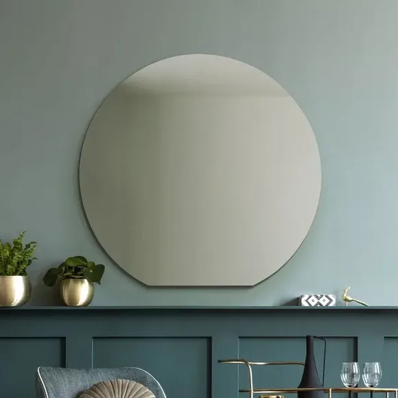 Round Wall Mirror Frameless - Black