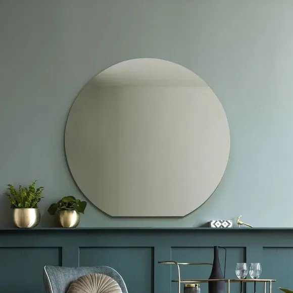 Round Wall Mirror Frameless - Black