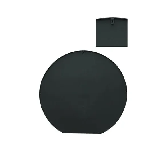 Round Wall Mirror Indoor Outdoor - Black, Metal