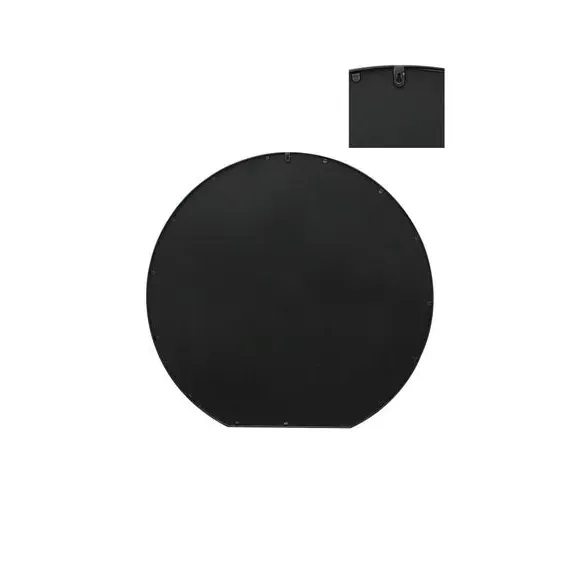 Round Wall Mirror Indoor Outdoor - Black, Metal