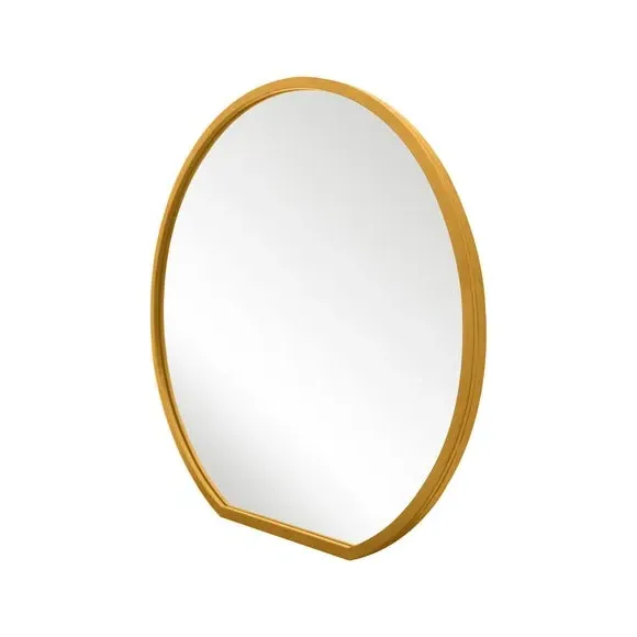 Round Wall Mirror Indoor Outdoor - Gold, Metal