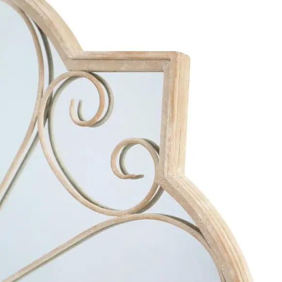 Round Wall Mirror Rose Petal Design - Stone
