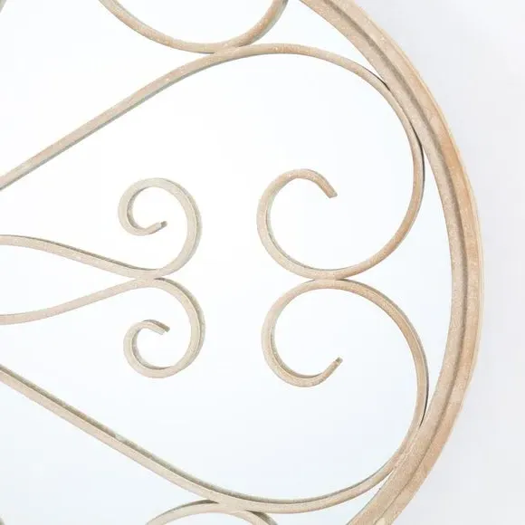 Round Wall Mirror Rose Petal Design - Stone