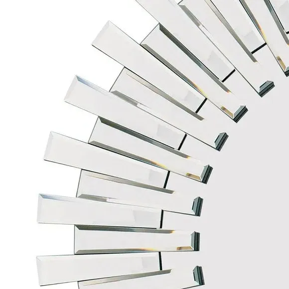 Round Wall Mirror Starburst Design - Clear Glass