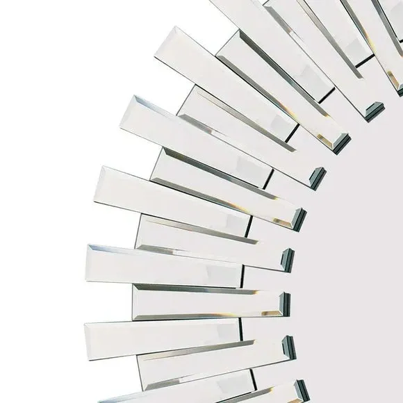 Round Wall Mirror Starburst Design - Clear Glass