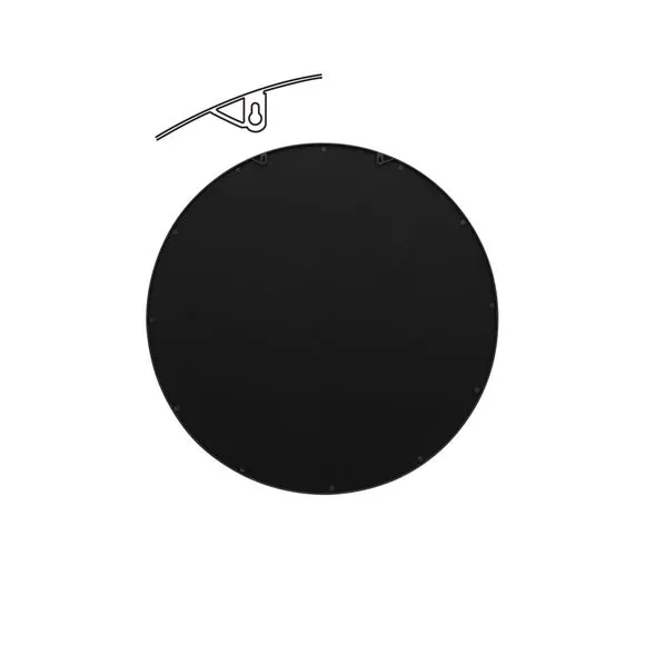 Round Wall Mirror Window Design - Black, Metal