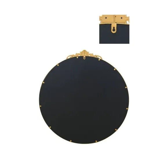 Round Wall Mirror with Crown Design - Gold