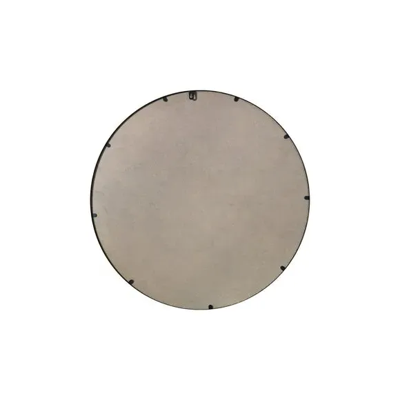 Round Wall Mirror with Metal Frame - Black