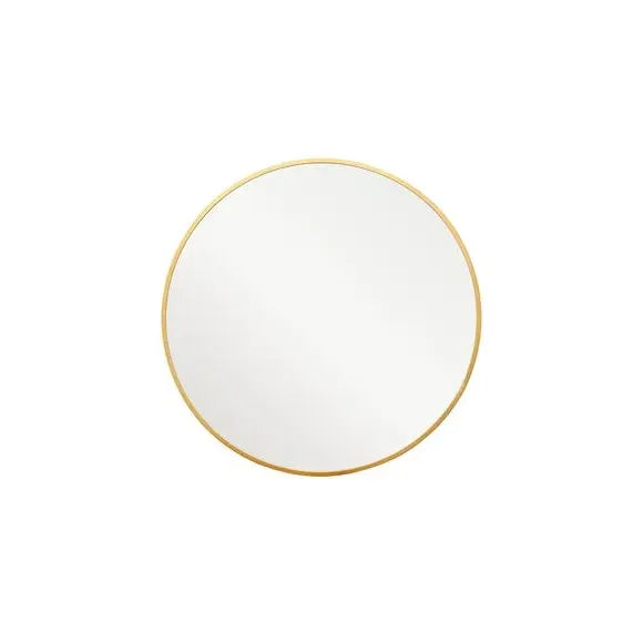 Round Wall Mirror with Metal Frame - Gold