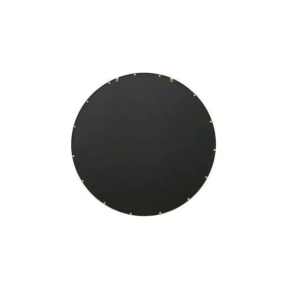 Round Wall Mirror with Metal Frame - Gold