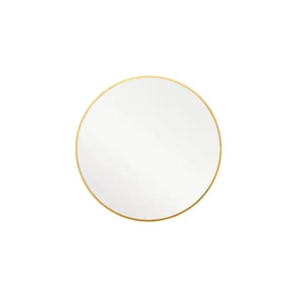 Round Wall Mirror with Metal Frame - Gold