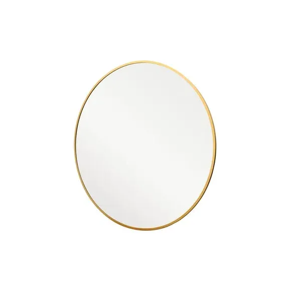Round Wall Mirror with Metal Frame - Gold