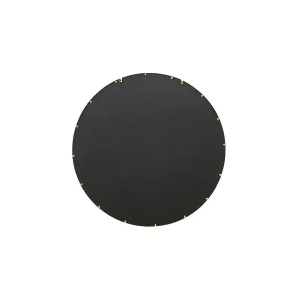 Round Wall Mirror with Metal Frame - Gold
