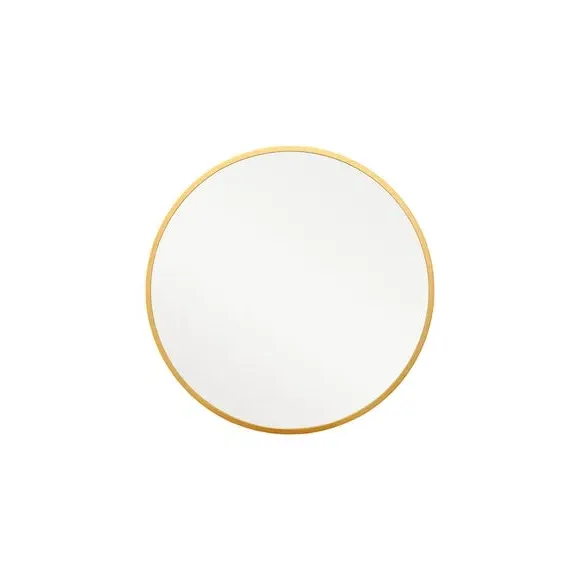 Round Wall Mirror with Metal Frame - Gold