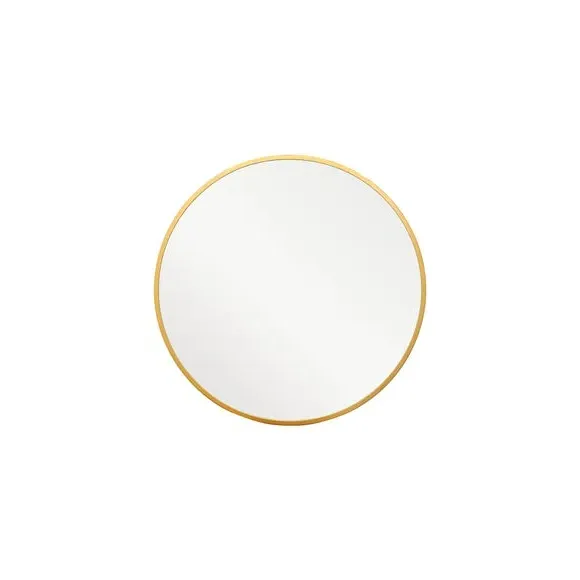 Round Wall Mirror with Metal Frame - Gold