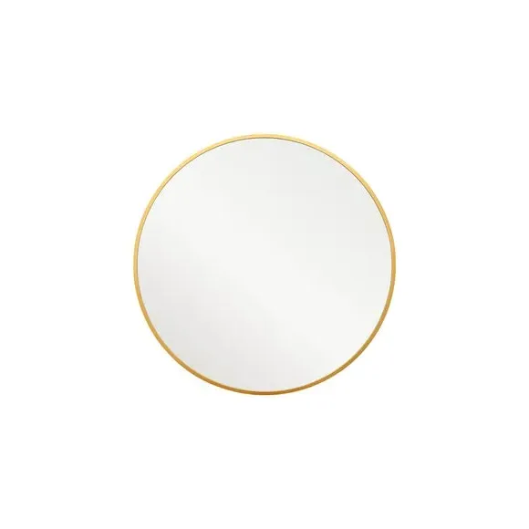 Round Wall Mirror with Metal Frame - Gold