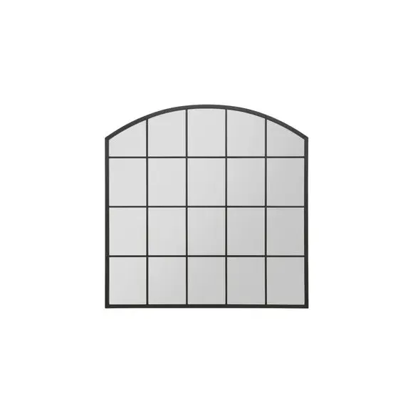Square Arched Wall Mirror - Black, Iron Metal