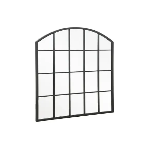 Square Arched Wall Mirror - Black, Iron Metal