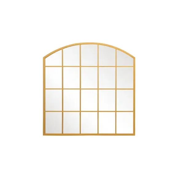 Square Arched Wall Mirror - Gold, Iron Metal