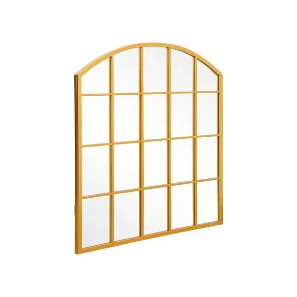 Square Arched Wall Mirror - Gold, Iron Metal