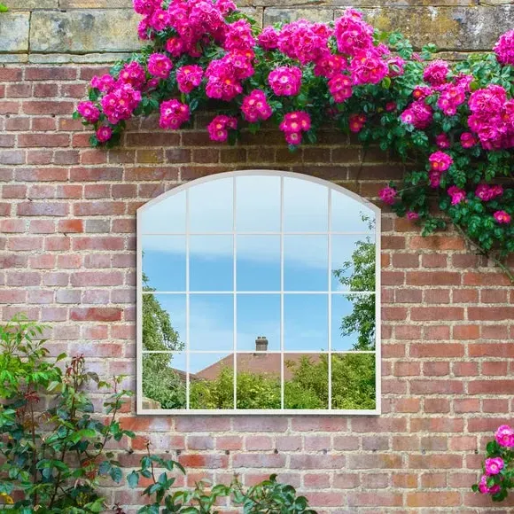 Square Arched Wall Mirror - White, Iron Metal