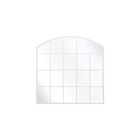 Square Arched Wall Mirror - White, Iron Metal