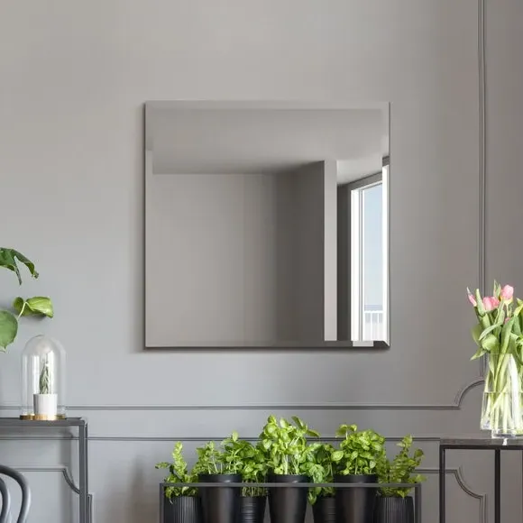 Square Wall Mirror with Bevelled Edge - Black image