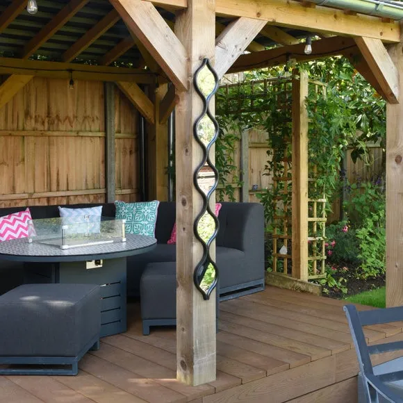 Teardrop Wall Mirror Indoor Outdoor - Black, Metal