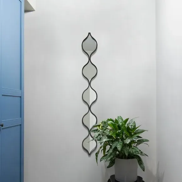 Teardrop Wall Mirror Indoor Outdoor - Black, Metal image