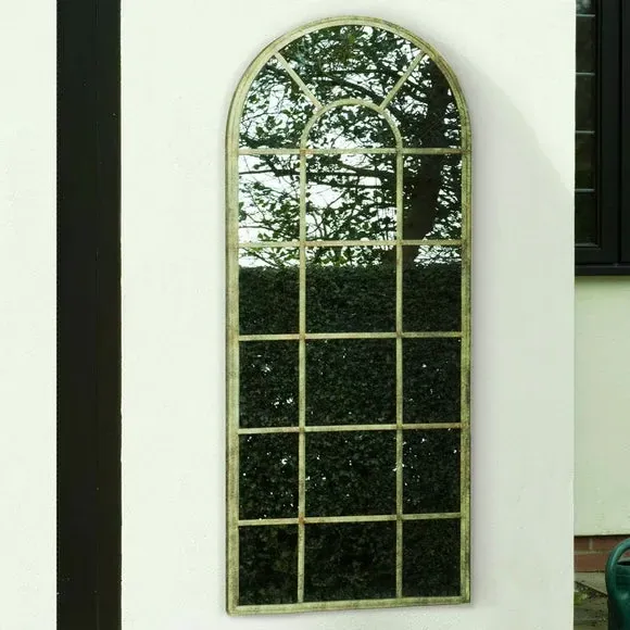 Tulip Wall Mirror Indoor Outdoor - Dark Green, Iron image